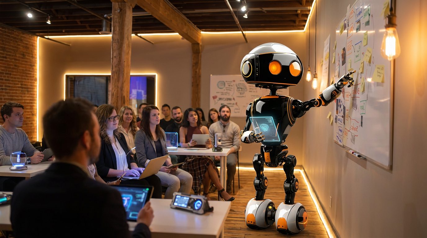 An AI agent leading a hands-on training workshop for a team